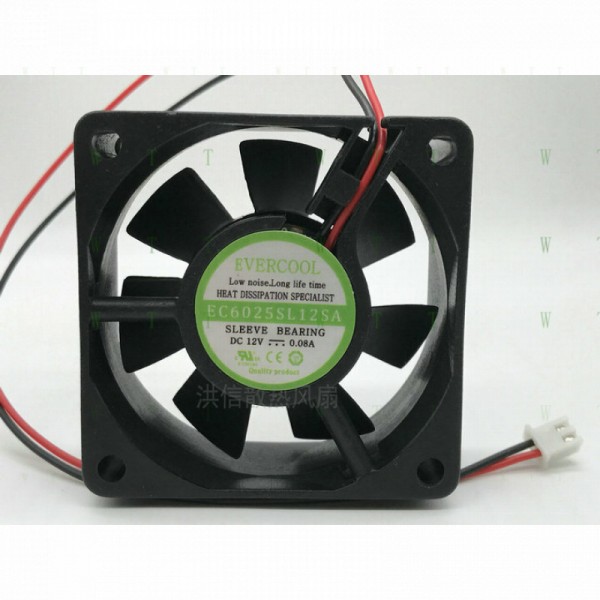 에버쿨 팬용 H 1 PCS EC6025SL12SA DC12V 0.08A 6025MM 2핀 제품 이미지