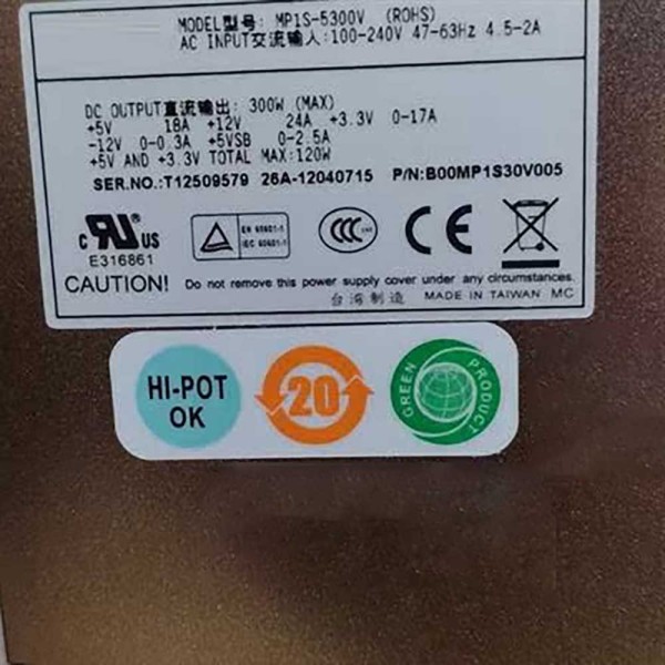 ZIPPY 300W ATX 서버 전원 공급 장치 MP1S-5300V용 제품 이미지