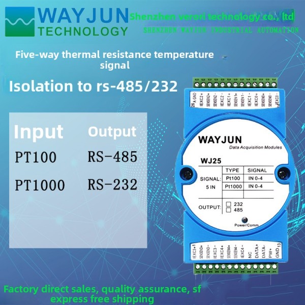 Weijun 5채널 RTD 온도 신호를 RS-485232로 변환하는 모드버스 수집 모듈 WJ25 제품 이미지
