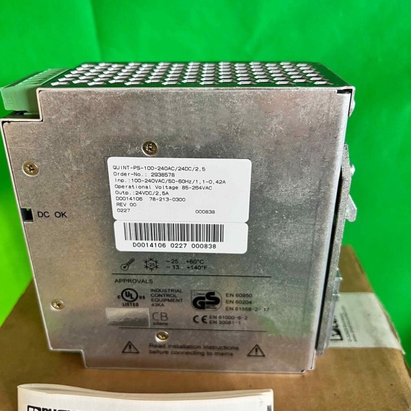 QUINT-PS-100-240AC24DC2.5 QUINT POWER 24VDC2.5A 완벽하게 작동하는 스위칭 전원 공급 장치 2938578 제품 이미지