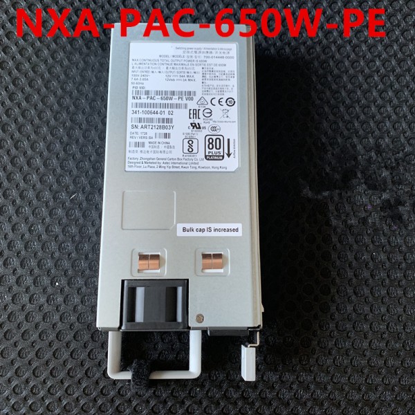 시스코 N9K-C93180YC-EX 전원 공급 장치, NXA-PAC-650W-PE 341-0729-03 700-014078-0100, 650W 제품 이미지