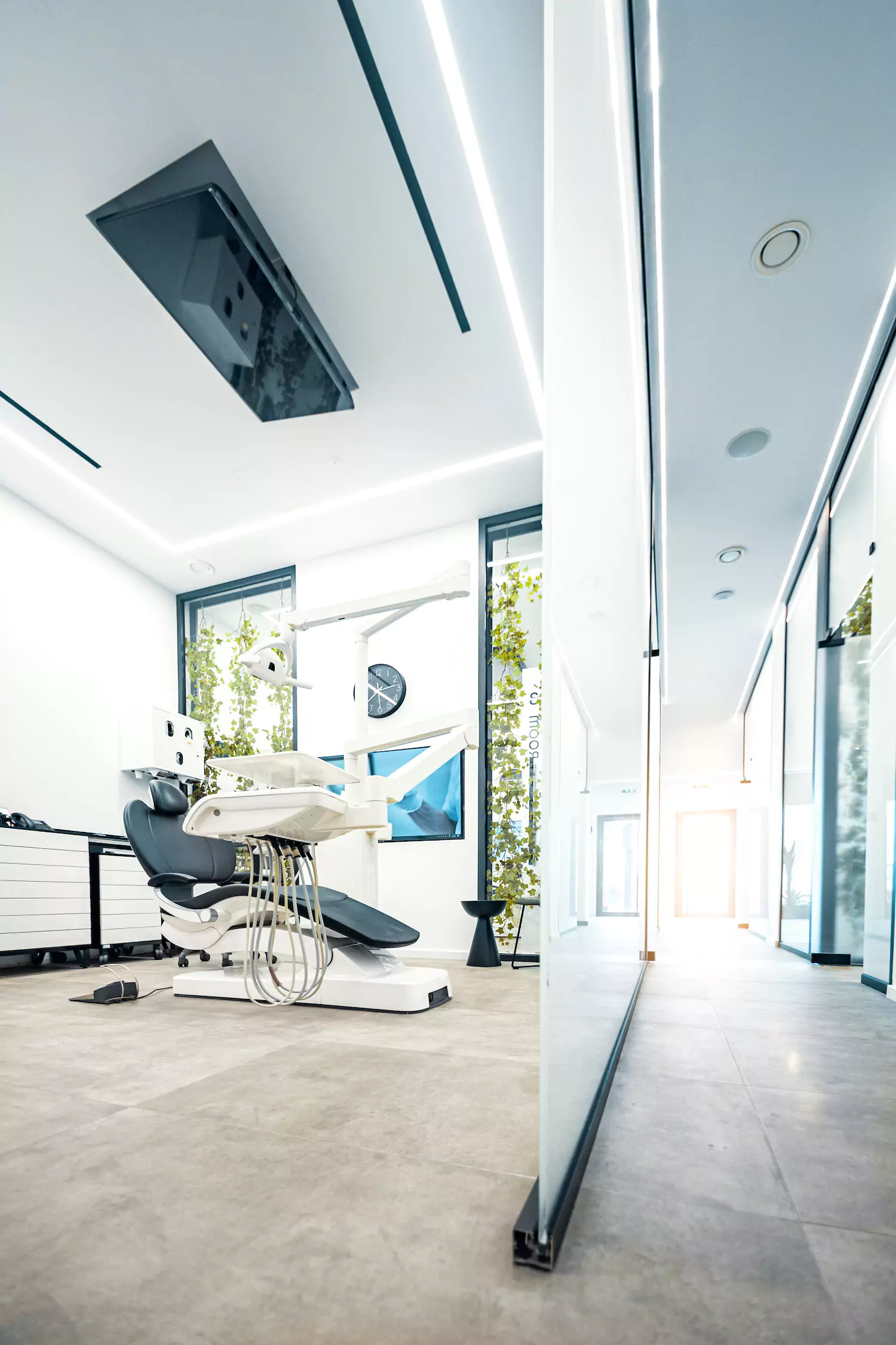 Inside the Pashias Dental Clinic — modern hallway view