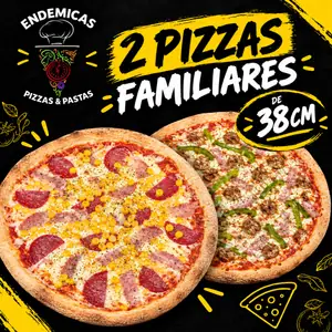 2 Pizzas Familiares 38cm Clasicas | Masa Artesanal