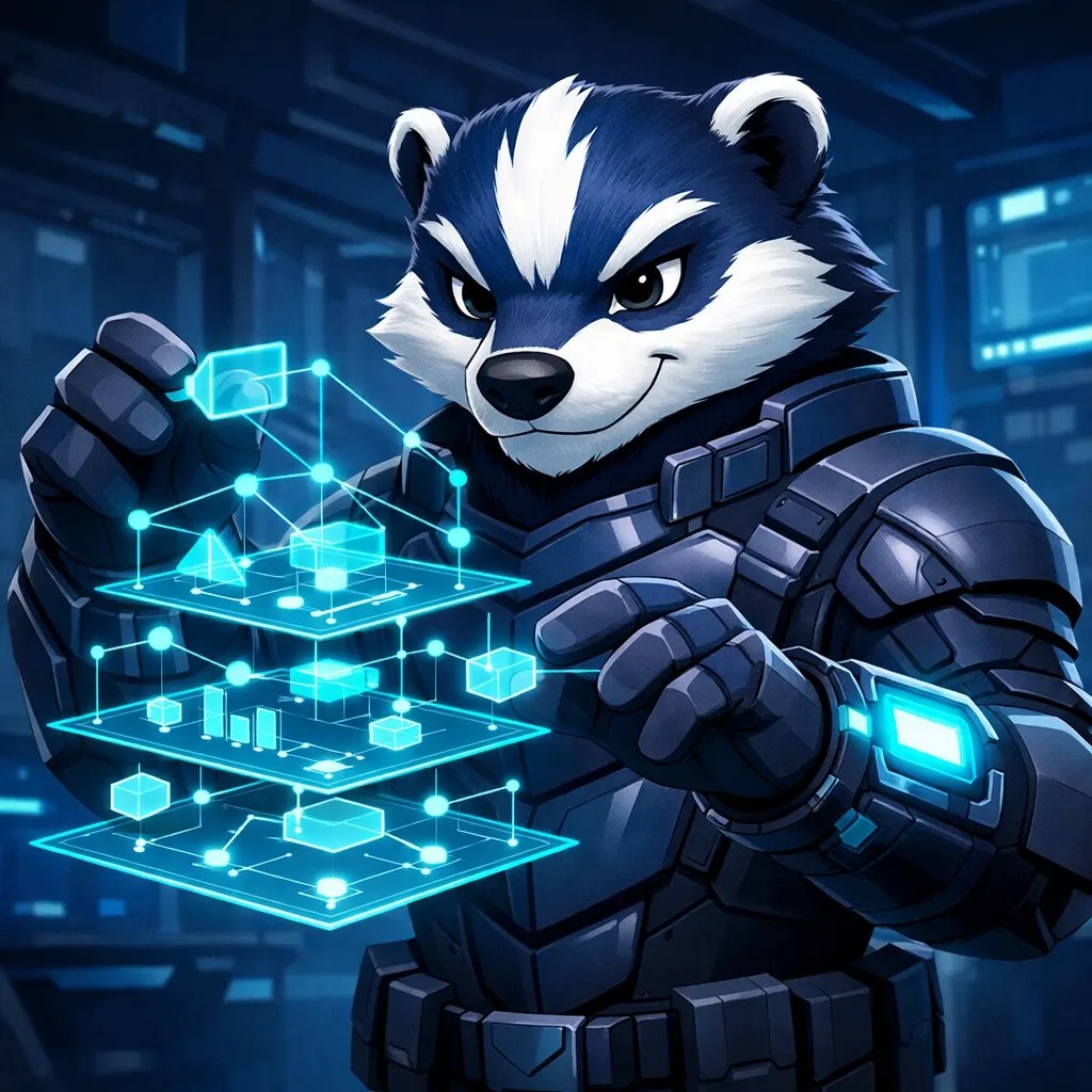 Goalbadger mascot using an AI productivity tool to build a goal map for a master action plan template.