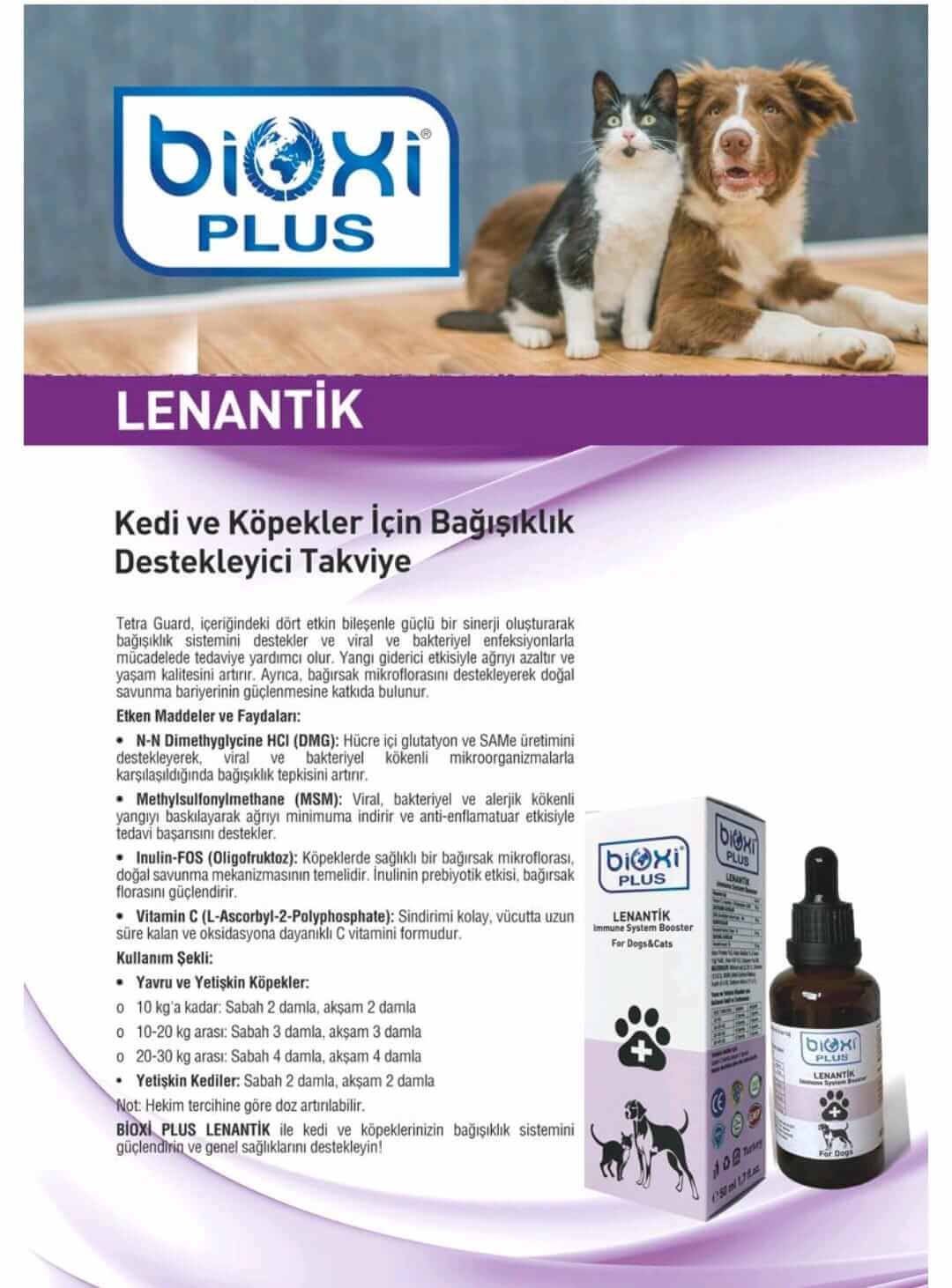Bioxi Lenantik Kedi ve Köpekler İçin Bağışıklık Sistemi Destekleyici 50 ML | Aydın Kedi Ürünleri Ürünü
