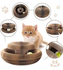 Akordiyon Karton Kedi Tırmalama ve Top Oyuncağı