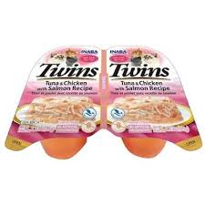 INABA Twins Premium: Ton Balığı & Tavuk, Somonlu İkili Kedi Lezzeti (70 Gr)