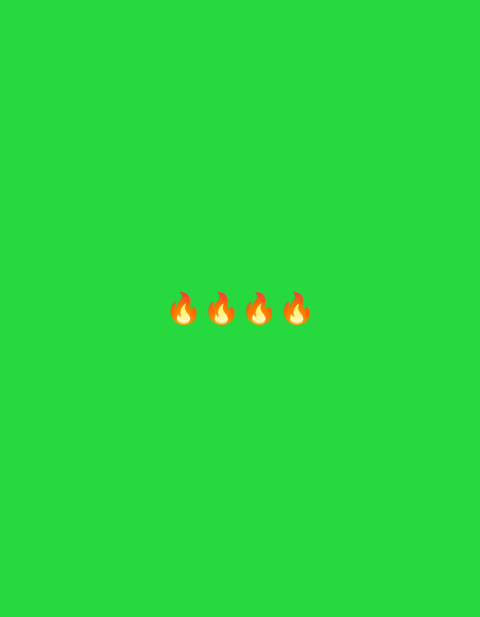 The provided image, presented within the context of the city of Biliaivka, Ukraine, depicts an abstract, solid vibrant green background. Centered horizontally in the lower third of the frame are four distinct, identical digital graphic representations of flames. These stylized fire emojis, rendered in shades of orange and yellow, are arranged in a linear sequence. There are no individuals, overt actions, or interactive elements visible.