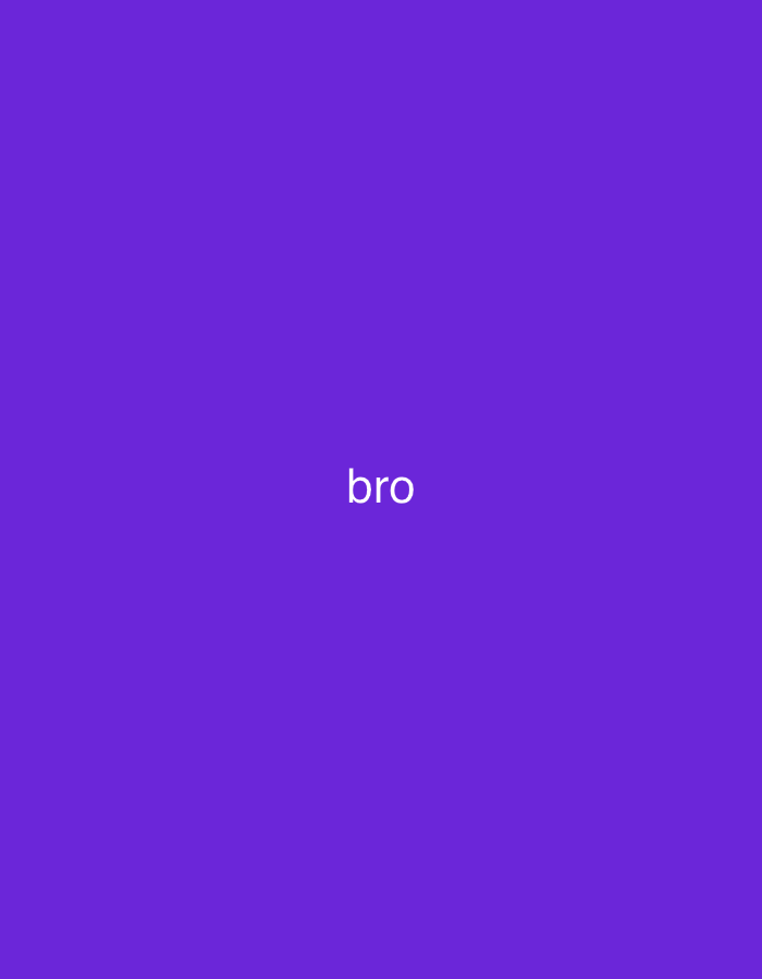 The image displays a solid, dark purple background. Centered horizontally within the frame and slightly above the vertical midpoint, the white sans-serif text "bro" appears in lowercase. There are no other discernible subjects, objects, people, or environmental details present. The scene does not provide any identifying markers for a specific location in Casablanca, Morocco, or any other city.