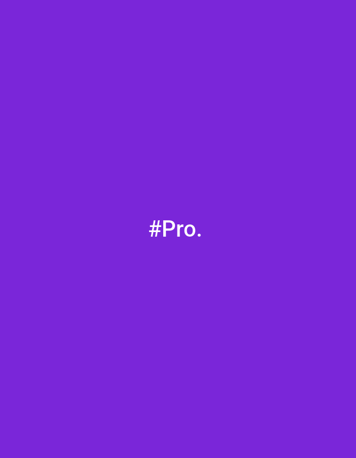 The media file displays a minimalist graphic characterized by a solid, vibrant purple background. Centered against this uniform purple, the white text "#Pro." is clearly visible. The image contains no other subjects such as people or objects, nor does it depict any specific scene, setting, activity, or event. There are no notable details like time of day, weather, or discernible emotions from the visual content. The provided external location context for this media file is Ramat Gan, Israel, though no visual cues within the image itself confirm this location.