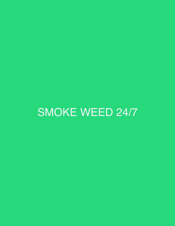The image features white text "SMOKE WEED 24/7" centered horizontally on a vibrant green background. There are no people, objects, or a discernable scene within the image beyond the text and solid color. No activity or event is taking place. Notable details are limited to the contrasting white text against the bright green, suggesting a simple, impactful statement rather than a photographic depiction of a scene. The image provides no visual cues for time of day, weather, or specific location, though it is contextualized as related to Varna, Bulgaria.