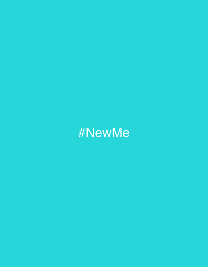 The image, identified as relevant to or originating from the city of Ramat HaSharon, Israel, displays a full-frame, uniform teal-blue background. Centered on this monochromatic field are the white characters forming the text "#NewMe". No individuals, additional objects, specific actions, or interactions are depicted within the visual frame. The environment is an abstract, consistent color field.