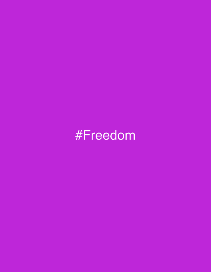 The image is a solid purple background with the white text "#Freedom" in the center.
