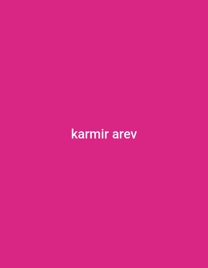 The image is a solid magenta background with the white text "karmir arev" centered horizontally and vertically. No city, people, objects, or environment are discernible in this image.