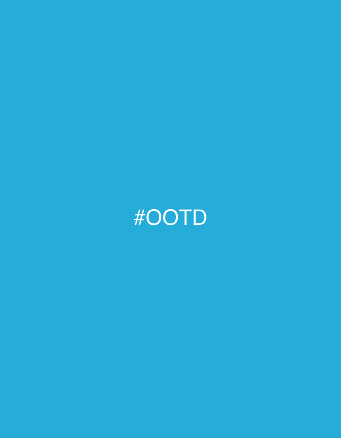 The image is a solid field of blue color with the text "#OOTD" in white in the center. No people, objects, actions, interactions, or environmental features are present. The location is not depicted.