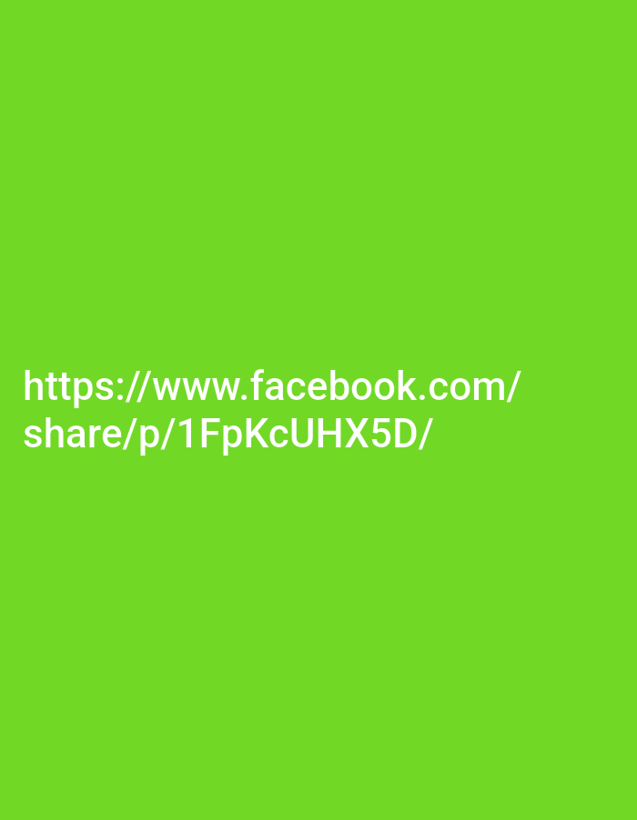 Here is a description of the image:
The image displays the URL "https://www.facebook.com/share/p/1FpKcUHX5D/" on a plain green background. There are no other objects, people, or environmental details present in the image.