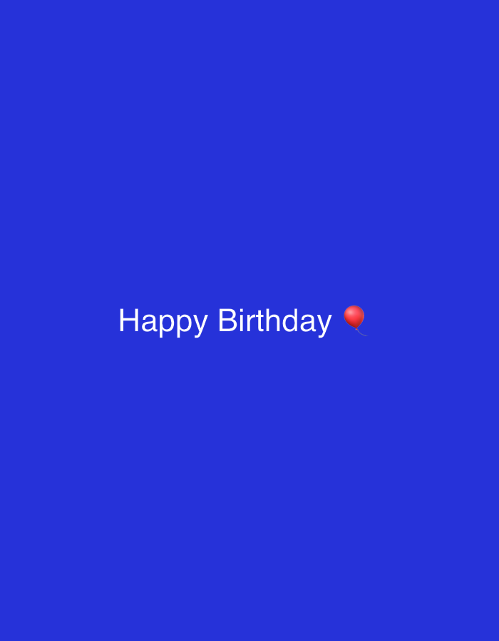 The image shows a blue background with the text "Happy Birthday" in white font. A small red balloon emoji is to the right of the text. There is no indication of Wealden, United Kingdom.