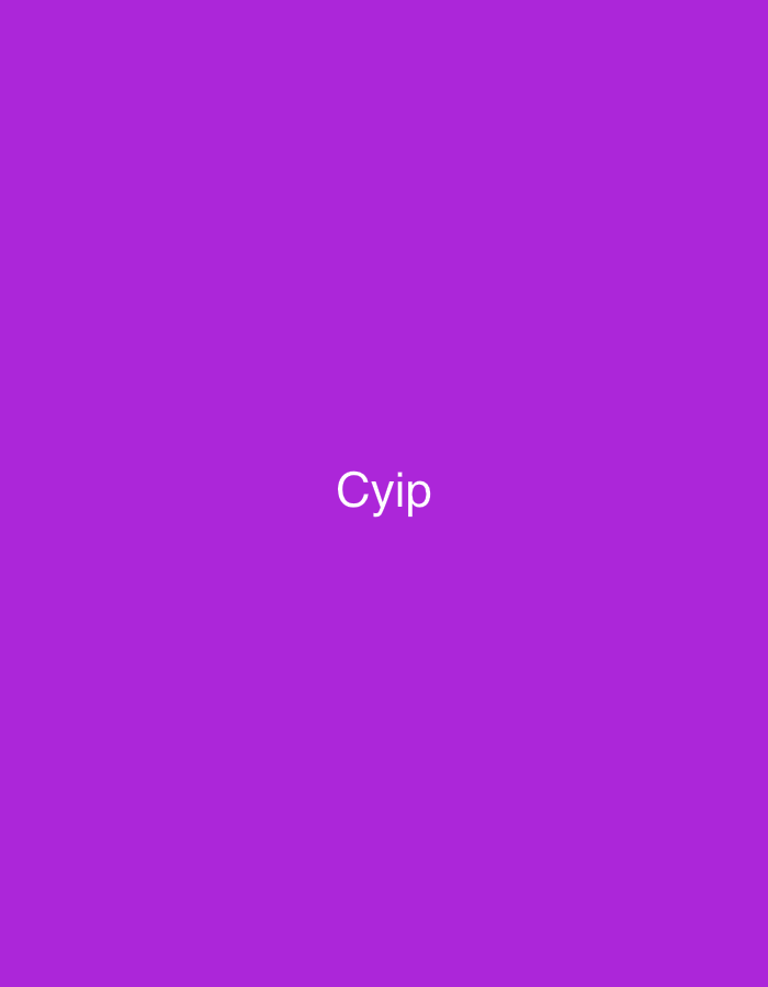 The image displays a solid, uniform purple background. Centered horizontally and vertically on this background is the word "Cyip" rendered in white, sans-serif typeface. There are no other discernible subjects, objects, people, actions, interactions, or environmental elements present within the image. The image is a digital graphic and contains no visual information that would indicate a physical location, including the city of Casablanca, Morocco.