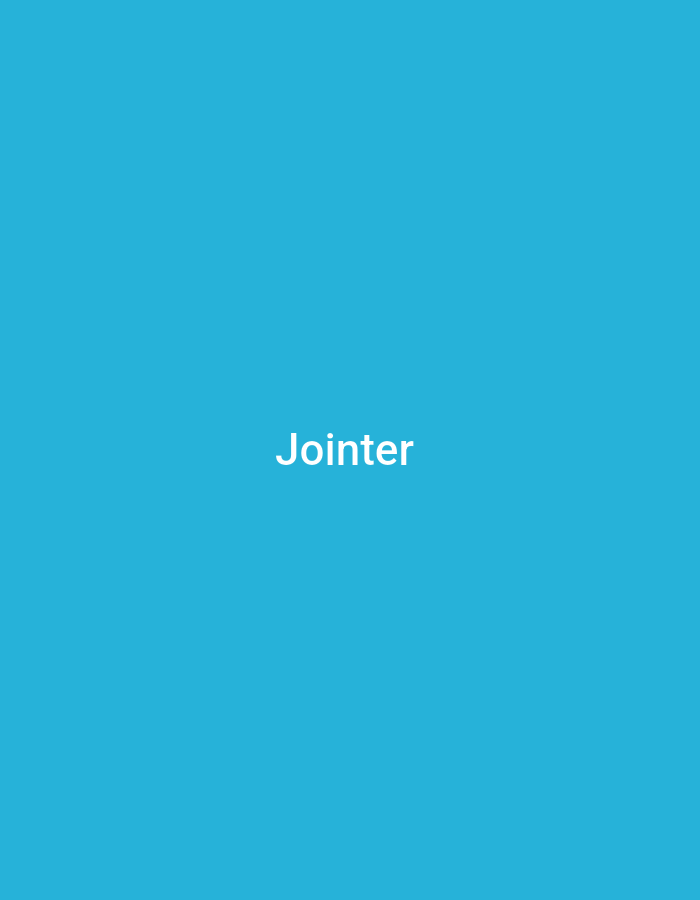 The image is a solid bright blue background with the word "Jointer" written in white text in the center of the frame.
