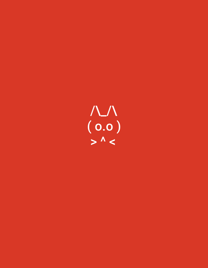 The image is a simple graphic on a solid red background. In the center of the image, white text forms a stylized cat face. The top line reads " /\_/\ ", the second line reads " (o.o) ", and the third line reads " > ^ < ". The graphic is centrally located and takes up a small portion of the overall image. There are no other discernible objects, people, or environmental details.