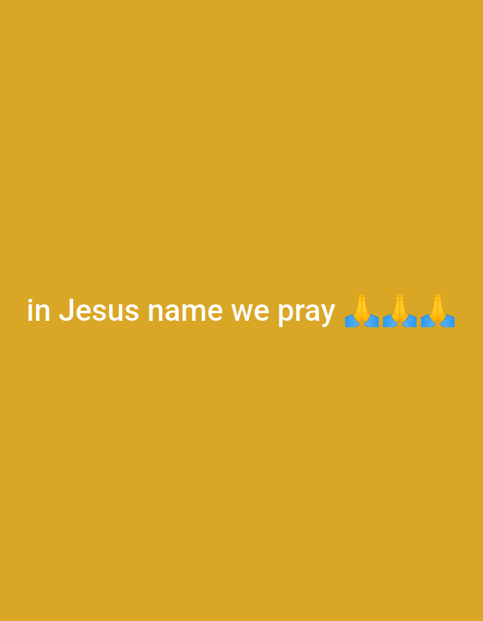 A yellow background displays the text "in Jesus name we pray" in white lettering. To the right of the text are several praying hand emojis in blue. The image does not contain any information about Gboko, Nigeria.