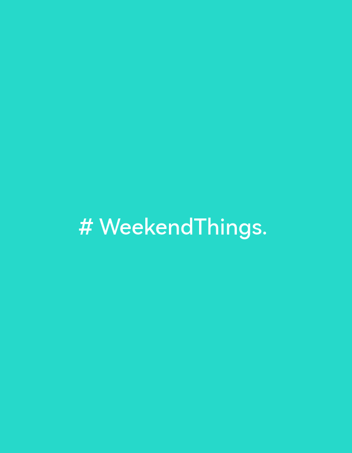 The image features a turquoise background with the white text "#WeekendThings." in the center of the frame. There are no other discernible objects, people, or contextual elements. The location of Chaikovsky, Russia, is not present in the image.
