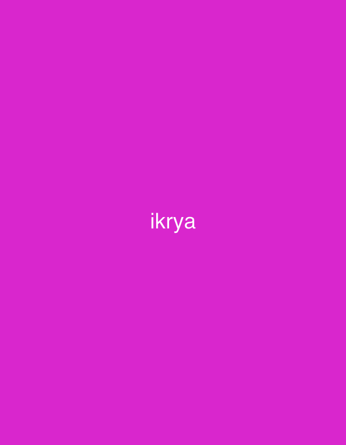The image presents a solid magenta background with no discernible textures or gradients. Centered on this uniform background is the word "ikrya," rendered in white, lowercase, sans-serif typography. No other objects, subjects, actions, interactions, or environmental details are visible within the frame. The visual content of this image provides no information to determine a specific physical location or to place it within the city of Casablanca, Morocco.