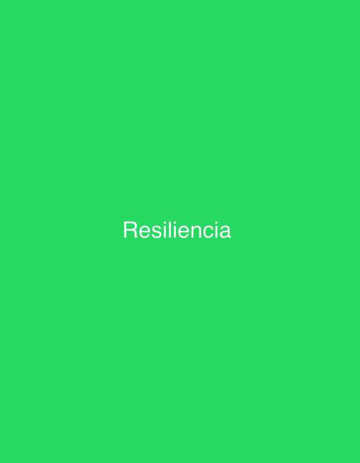The image displays a plain, solid bright green background. Centered on this monochromatic field, the word "Resiliencia" is written in white, in a clear, sans-serif typeface. There are no other subjects, objects, or figures visible in the image. No activity or event is depicted. The scene lacks any specific environmental details that would indicate a time of day, weather, or a particular location, apart from the provided context of Casablanca, Morocco, which is not visually represented. The overall impression is minimalist and abstract, focusing solely on the word and its backdrop.