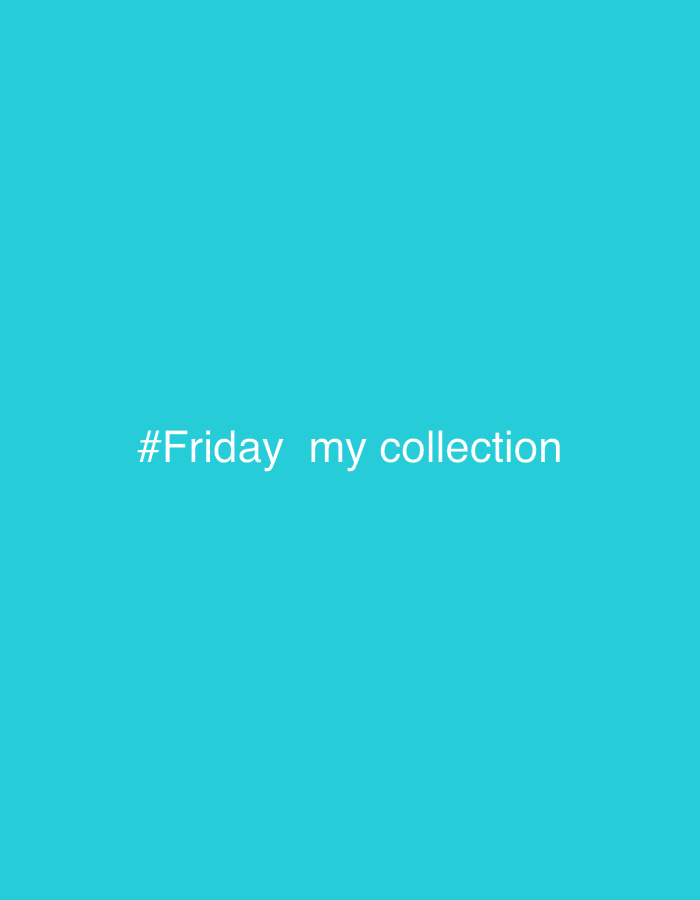 The image is a plain, solid teal background with white text centered in the middle. The text reads "#Friday my collection". There are no people, objects, or environmental details visible in the image. The location of Csömör, Hungary, is not depicted or suggested by the image content.