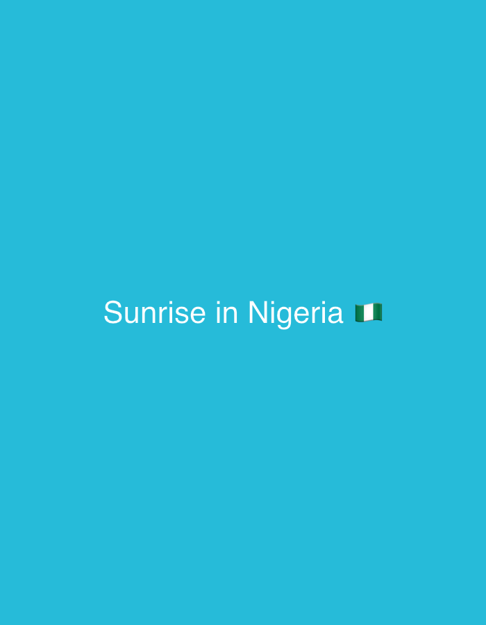 The image is a graphic with white text that reads "Sunrise in Nigeria" followed by the Nigerian flag. The background is a solid blue color. There is no visible indication of the city of Rafin Par, Nigeria.