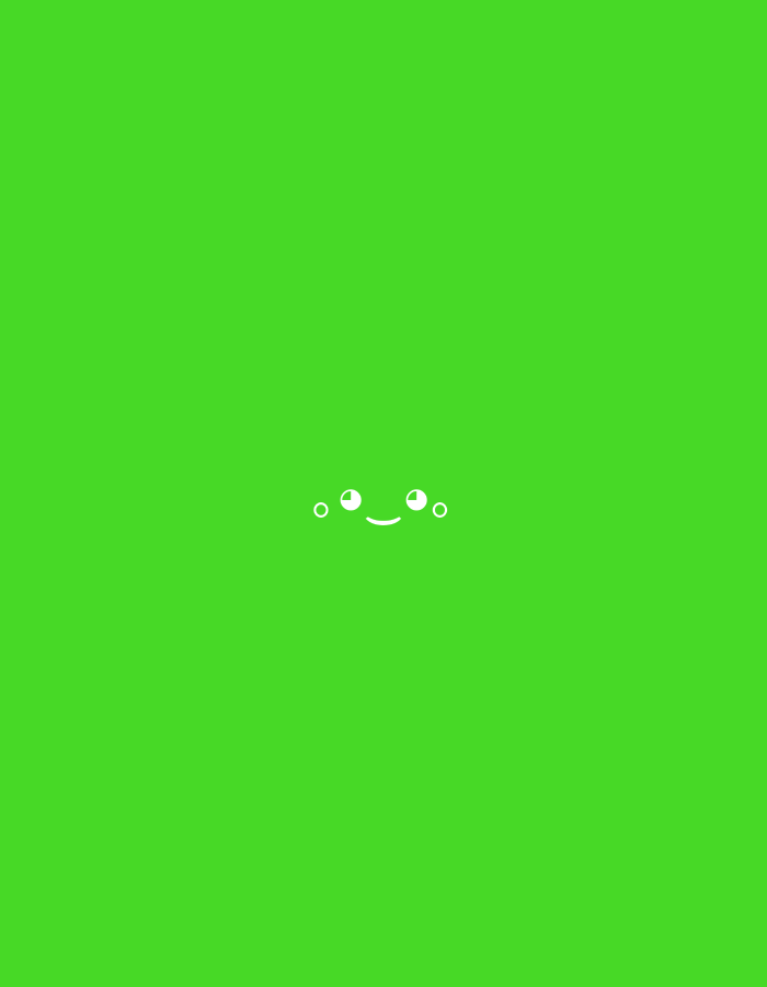 A minimalist, cartoon-style face is centered against a solid, bright lime-green background. The face is rendered in white lines and circles, featuring two primary eyes depicted as white circles with smaller white dots inside, suggesting pupils. Slightly above and to the sides of these main eyes are two smaller, empty white circles. A gentle, upward-curving white line forms a smiling mouth, giving the face a happy and content expression. The background is entirely a uniform, vibrant green color, without any textures, patterns, or additional elements. There are no other subjects, objects, or activities depicted. The image has a clean, simple aesthetic, conveying a cheerful and playful mood. No text is visible. The provided location context of Chaikovsky, Russia, is not visually supported by any features in the image.