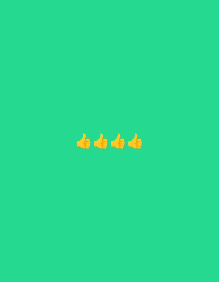 The image displays a minimalist composition featuring four golden "thumbs up" emojis arranged horizontally in the center of a solid, vibrant green background. Each emoji depicts a right hand with the thumb extended upwards, conveying a message of approval, agreement, or positivity. There are no other subjects, objects, or activities present. The background is uniform in color, offering no specific location or time-of-day cues. No text is visible in the image.