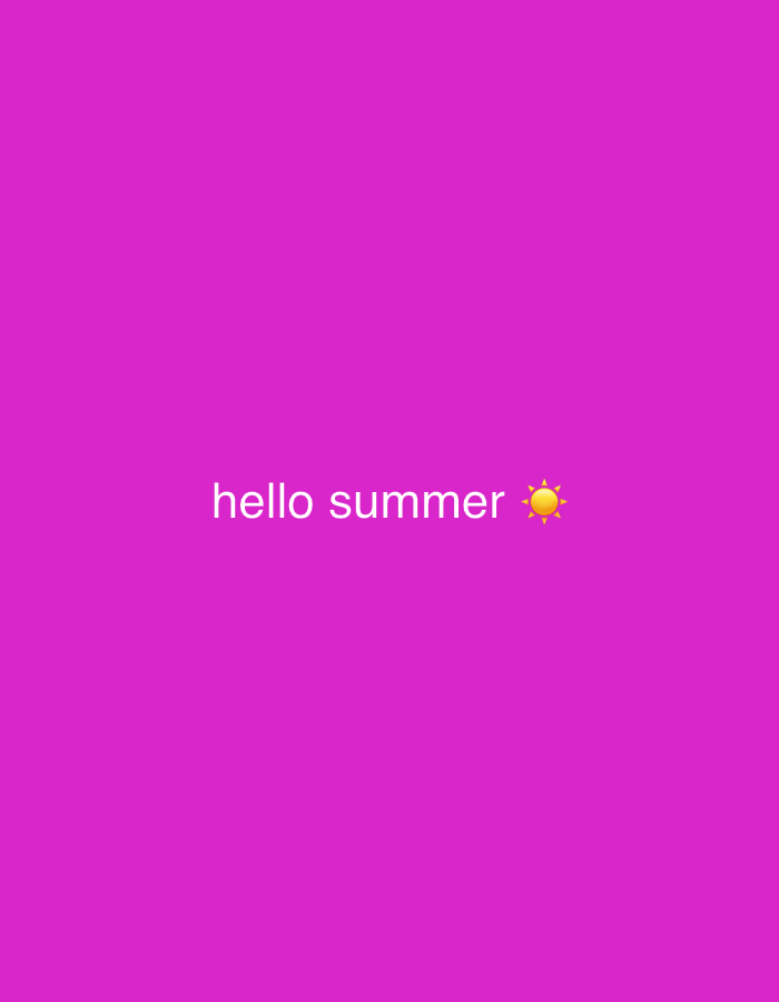 The image is a digital graphic with a solid bright pink background. In the center of the frame, the words "hello summer" are displayed in white, sans-serif text. To the right of the text is a yellow sun emoji. There are no people, buildings, or any other contextual elements visible in the image. There is no information within the image to suggest a location in Plovdiv, Bulgaria.