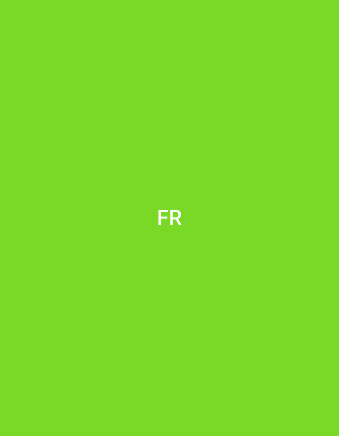 A bright lime green background displays the white uppercase letters "FR" centered horizontally and vertically. No other subjects, objects, people, actions, or environmental details are present. The image contains no visual information to suggest a location in the city of Casablanca, Morocco.