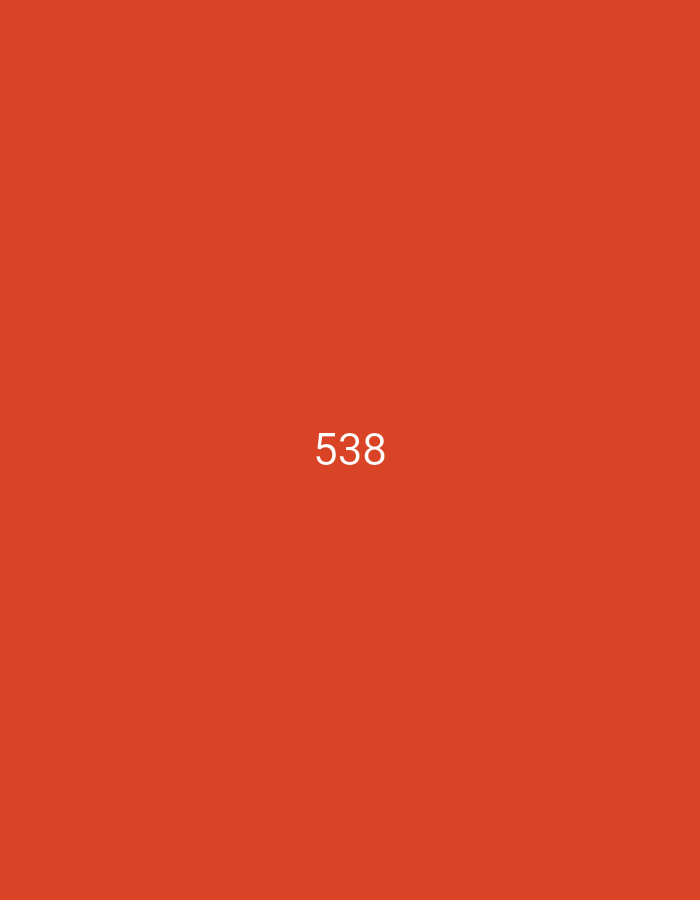 The image displays the number 538 in white text against a plain, solid orange background. The number is centered horizontally and vertically within the frame.