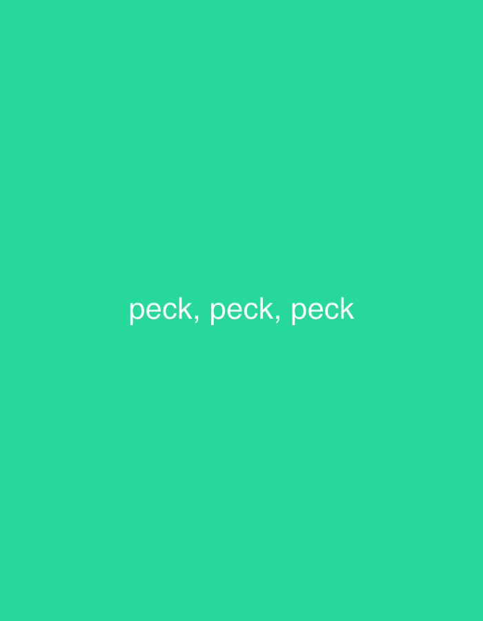 The image is a solid green background with the words "peck, peck, peck" written in white font in the center of the image. The words are in lowercase letters and are separated by commas. There is no indication of the city of Chaikovsky, Russia.