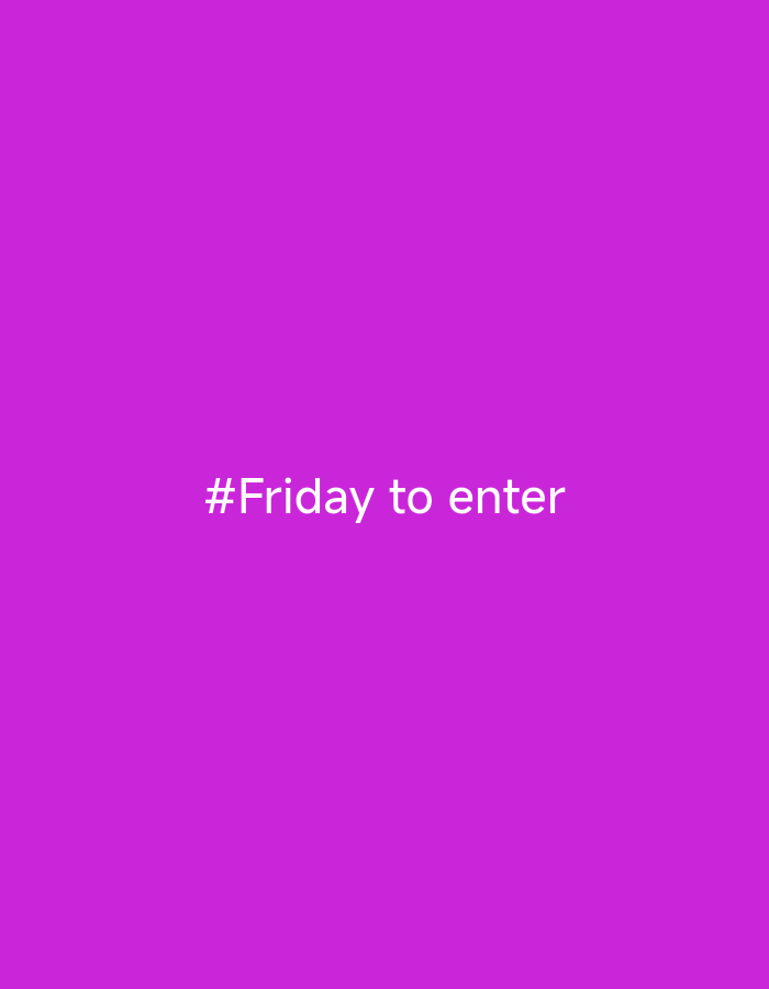 The image is a solid purple background with white text in the center that reads "#Friday to enter". There is no discernible location in the city of Октябрьский Снт, Russia. The image contains no people, subjects, objects, actions, or interactions.