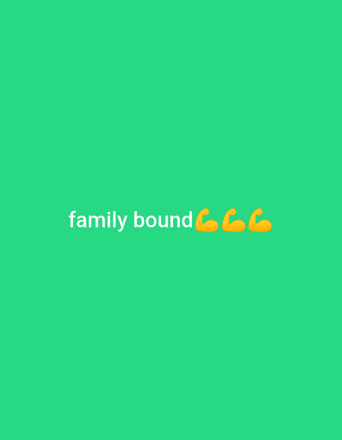 The image is a digital graphic with a solid green background. Centered on the graphic are the words "family bound" in white text, followed by three yellow emoji icons of flexed biceps. There is no discernible location in Gboko, Nigeria, or any other real-world setting. The image is purely graphical and does not depict any people, objects, or actions within a physical environment.