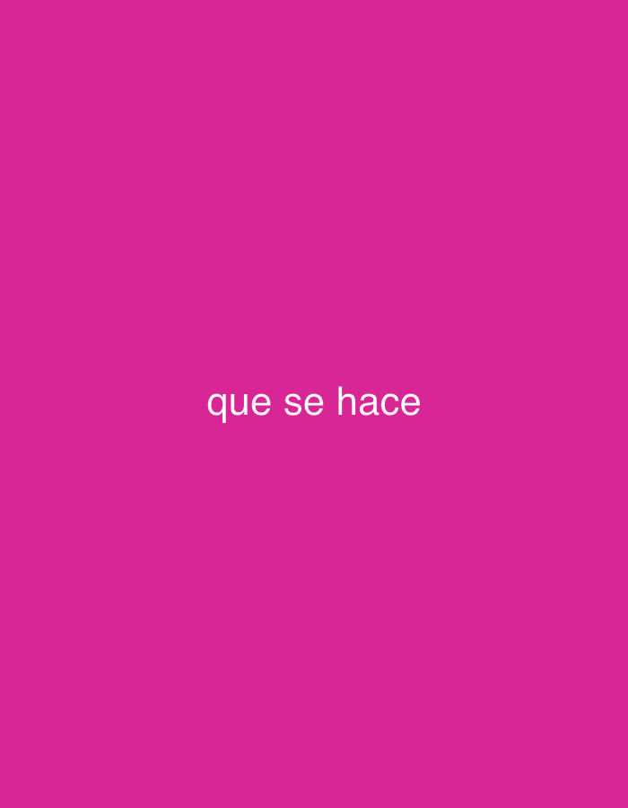 A digital image displays white text against a solid fuchsia or magenta background. The text, in a clear, sans-serif font, is centered horizontally and vertically on the screen and reads "que se hace". There are no other subjects, objects, or environmental elements visible. No specific activity or event is depicted. The image does not provide any cues regarding time of day, weather, or a particular location within Santa Ana, Venezuela. The bright color and direct phrase suggest a simple, possibly conversational or inquisitive, message.