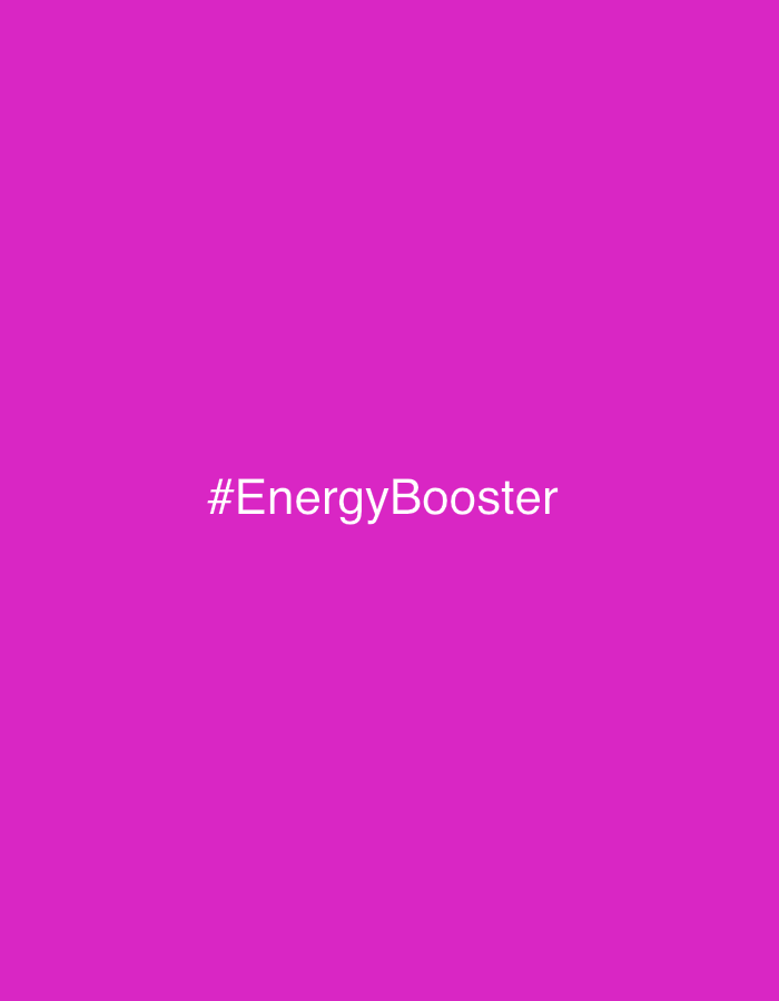 A graphic displays the hashtag "#EnergyBooster" in white sans-serif text, centered against a solid magenta background. There are no people, objects, or discernible activities. The image is a simple text graphic without specific location cues, weather, or time of day. The location context provided (North Kuta, Indonesia) likely refers to where the image was created or used, rather than what is depicted within the graphic itself.