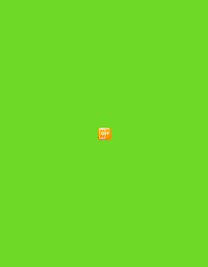 A small, orange, square icon with rounded corners is displayed in the center of a bright green background. The icon has a white outline and features a stylized white representation of a mobile phone with the letters "OFF" written in white text inside the phone symbol. There are no people, buildings, or any other identifiable objects or environmental features present in the image. The image is solely composed of the green background and the central icon. The location of this image in Moscow, Russia is unknown as the image lacks any contextual information.