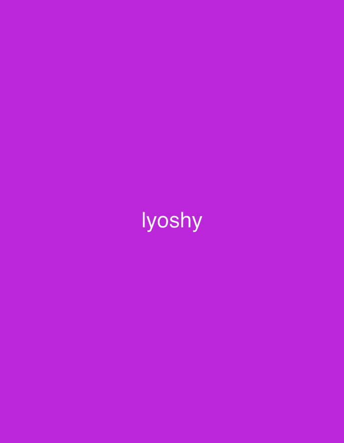 The image displays a solid, vibrant purple background. Centered on this monochromatic field is the word "Iyoshy" written in white, sans-serif uppercase letters. There are no other visible subjects, objects, or discernible scenes. No activity or event is taking place, and there are no indicators of time of day, weather, or specific emotions. While the context of Yerevan, Armenia is provided, the image itself offers no visual cues or details to suggest this location.