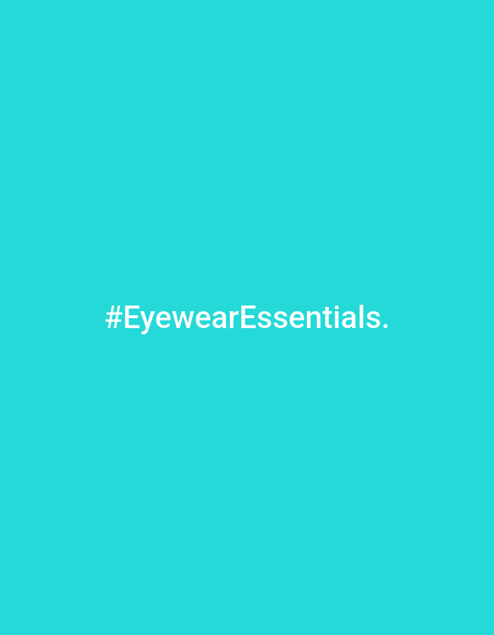 The image is a plain turquoise background with white text in the center that reads "#EyewearEssentials.". There is no discernible location in Dunnae-myeon, South Korea, as the image is purely graphic design and lacks any environmental context.