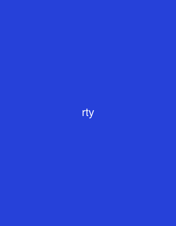 The image displays a minimalist graphic featuring a solid, vibrant blue background. Centered horizontally and vertically on this blue field is the white, lowercase text "rty". There are no other subjects, objects, or discernible scenes, and no activity is depicted. The image is a simple digital design, devoid of any specific location cues, time of day, weather, or emotions. The provided location context of Vagharshapat, Armenia, is not visually represented or suggested by the content of the image.