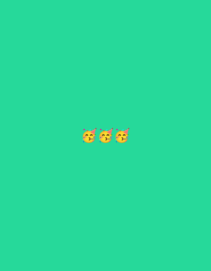 Three kissing face emojis wearing party hats are displayed in the center of the image. The background is a solid, vibrant green color. There is no indication of the city of Biliaivka, Ukraine, in the image.