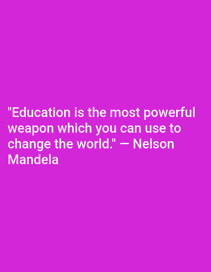 The image is a quote by Nelson Mandela set against a plain purple background. The quote reads: "Education is the most powerful weapon which you can use to change the world." - Nelson Mandela. There is no indication of the location of Babakan Madang, Indonesia in this image.