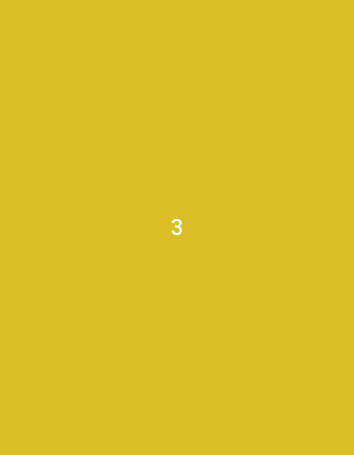 A white number '3' is centered on a yellow background.