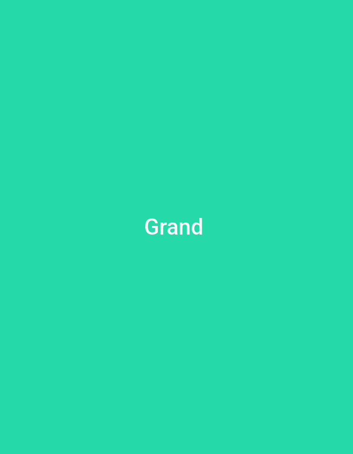 The image displays the word "Grand" in white text, centered on a solid, vibrant teal background. There are no people, subjects, objects, actions, interactions, or environmental details present in the image. The image does not contain any information related to Howayi, Nigeria.