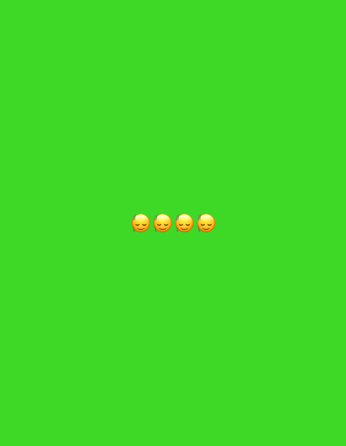 The image shows four yellow emojis with closed eyes and a slight smile, arranged horizontally in the center of a bright green background. The emojis appear to be the same, with subtle variations in their shading. The background is a solid, uniform green, suggesting a digital creation or a backdrop. There are no discernible features of Moscow, Russia, or any environmental context present in the image.