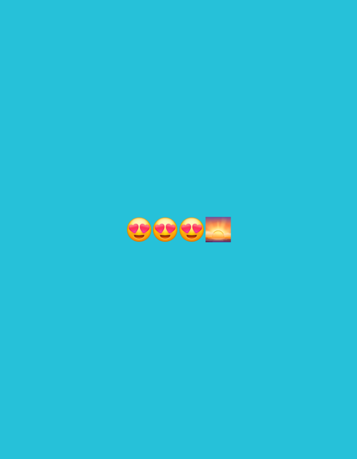 Three yellow smiley face emojis with heart-shaped eyes are displayed in a row, followed by a sunrise emoji. The background is a solid, bright cyan color. The image contains no people, objects, or environmental details beyond the emojis and background. There is no information available within the image to determine a location in Chaikovsky, Russia.